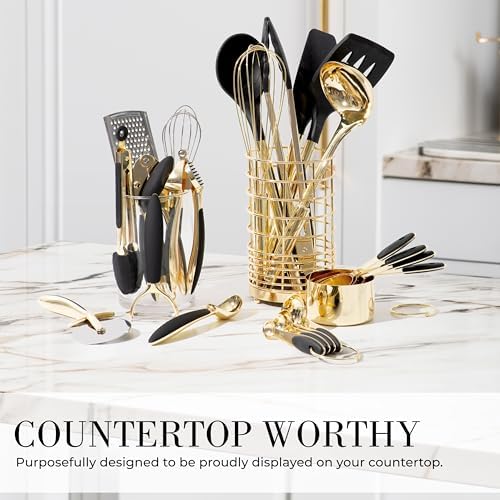 Styled Settings Black and Gold Kitchen Utensils Set, 23-Piece - Image 3