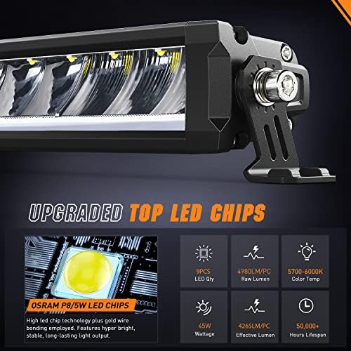 Nilight Pro Series 2PCS 12.2 Inch Single Row Slim LED Light Bar with DRL - Image 2