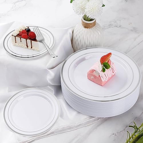 300 Pieces Silver Disposable Dinnerware Set for 50 Guests - Image 2