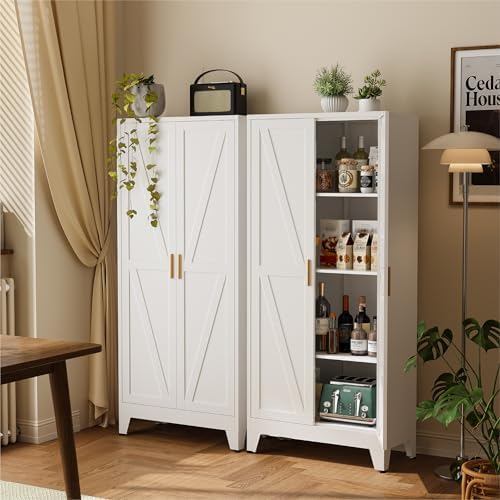 COFaR 61" Metal Pantry Cabinet with Adjustable Shelves, White Storage Cabinet with Doors and Shelves, Sturdy Freestanding Cupboard for Kitchen Pantry, Bathroom Storage, Living Room & Office by COFAR