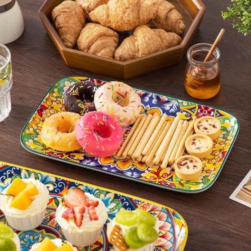 vancasso Serving Platters Set of 3, 16"/14"/12" In Rectangular Trays Retro - Image 5