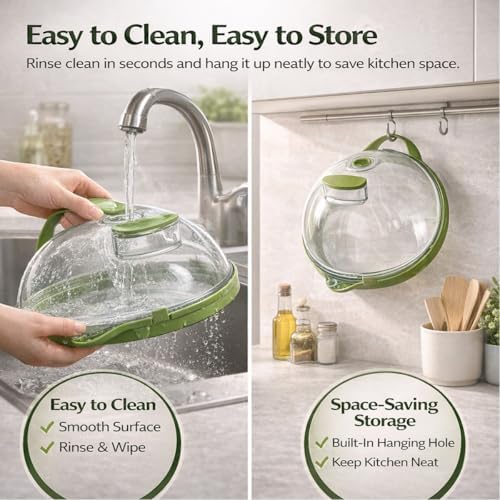 Microwave Splash-Proof Food Cover, Splatter Screen Guard with Water Steamer, Glass Bowl Overflow Drain Helmet Plate Covers, Magnetic Bacon Cooker, Collapsible Silicone Panel(10in) - Image 5
