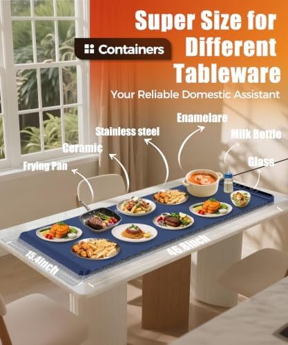 Warming Mat for Food, 46x15 Inch, Dark Blue, Fast Heat, Child Lock - Image 4