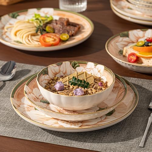Ceramic Dinnerware Set, Series Kavara Ⅱ, (Vintage Camellia) - Image 2