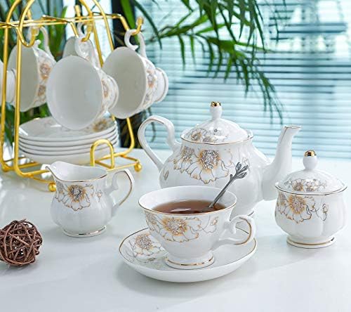CHENP.HMC Tea Set 22-Piece Porcelain Ceramic Coffee(Chrysanthemum) - Image 2