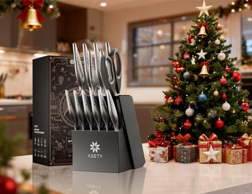ASETY Knife Block Set, 15 PCS Knives Set for Kitchen, Stainless Steel - Image 6