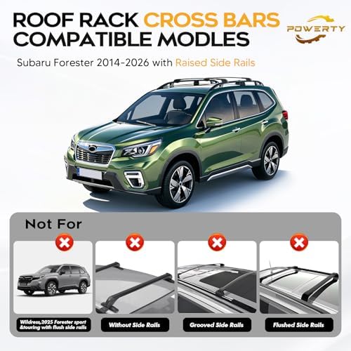300LBS Roof Rack Cross Bars for 2014-2026 Subaru Forester with Raised Side Rails(Not for Wilderness Trim), Lockable Aluminum Roof Crossbars Rooftop Luggage Racks for Forester Accessories - Image 2