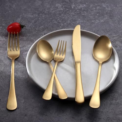 LIANYU 50 PCS Matte Gold Silverware Set for 10, Stainless Steel Flatware - Image 7