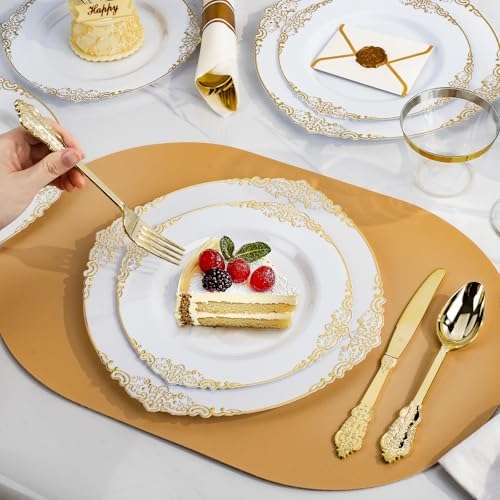 Bestluck 700PCS Gold Disposable Dinnerware for 100 Guests - Image 6