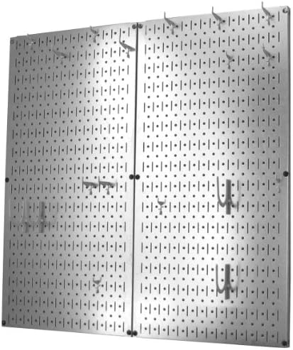 Wall Control Kitchen Pegboard Organizer Pots and Pans Storage Rack Organization Kit with Metallic Silver Pegboard and White Accessories - Image 2
