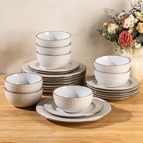 GBHOME Ceramic Dinnerware Sets of 8,24 pcs Plates and Bowls Sets Dishes - Image 3