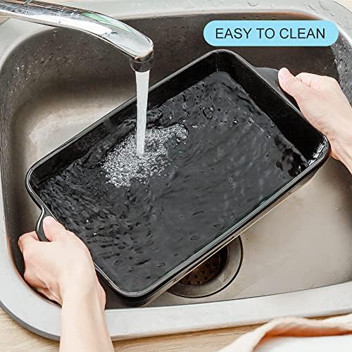 HVH Baking Dish Set, 9x13 Baking Dish, Ceramic Lasagne Pan Deep, Large Casserole Dish Set, Baking Dishes for Casseroles 13 x 9, Ceramic Bakeware Set of 3, Farmhouse Style (Black) - Image 5