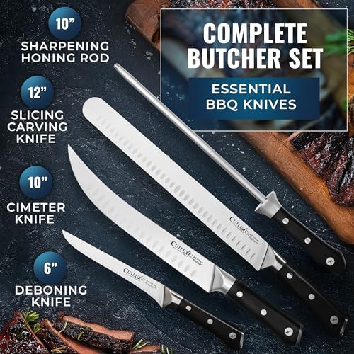 Cutluxe Butcher Knife Set, Brisket, Breaking & Boning Knife with Honing Rod - Image 3
