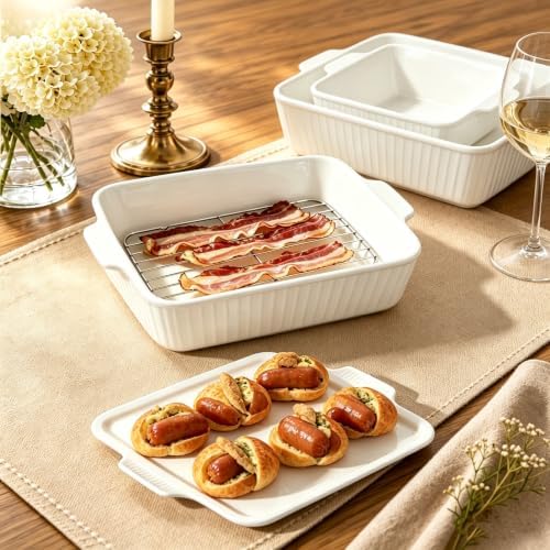3‑Pcs Baking Dish Set with Lid & Grill Racks, Stackable Bakeware - Image 4