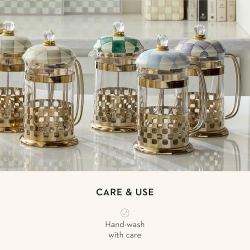 MACKENZIE-CHILDS Coffee French Press, Light-Blue-and-White Sky Check - Image 5