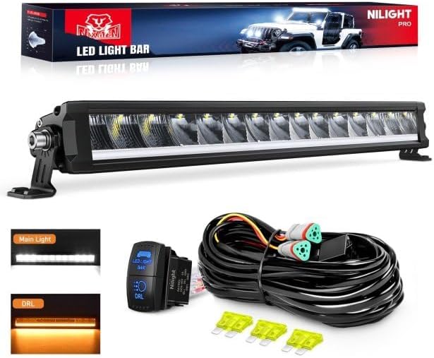 Nilight LED Light Bar with Amber DRL 19.5 Inch 75W Single RowLight by Nilight
