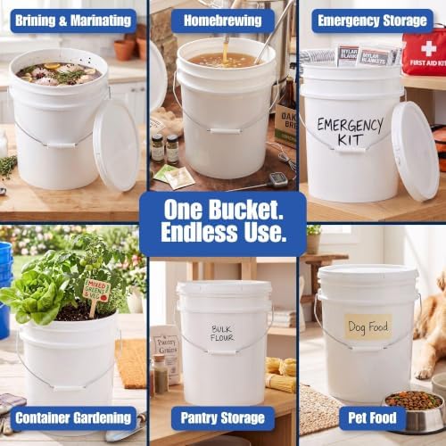ePackageSupply 5 Gallon Bucket - Food Grade w/Lid BPA-Free,10 Pack - White - Image 2