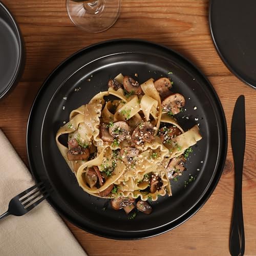 Gibson Elite Bayou Moon Plates and Bowls Sets, 16-Piece Black Matte Stoneware Dinnerware Sets, Solid Color Reactive Glaze Dish Set - Image 3
