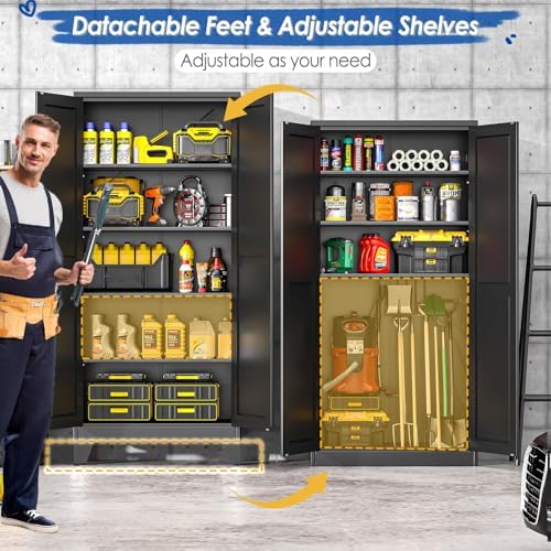 GAIOUS 71" Tall Metal Storage Cabinet with 2 Doors and 4 Adjustable Shelves - Image 4