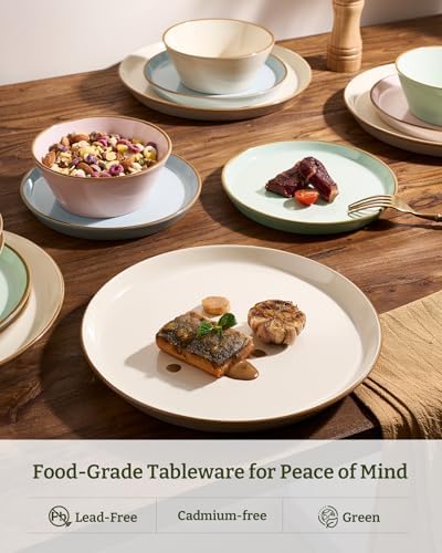 Famiware Saturn Dinnerware Sets, Ceramic Dishes for 4, Rimmed Plates, Bowls - Image 4