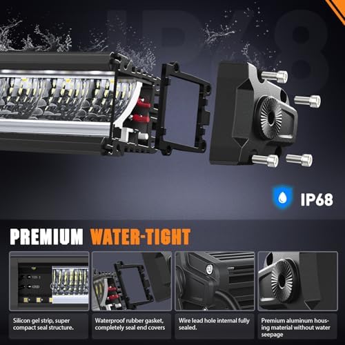Nilight LED Light Bar with Amber DRL 2 PCS 45 W 12.2 Inch Single RowLights - Image 6
