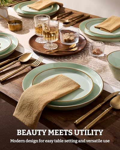 Famiware Saturn Dinnerware Sets, Ceramic Dishes for 4, Rimmed Plates, Bowls - Image 3