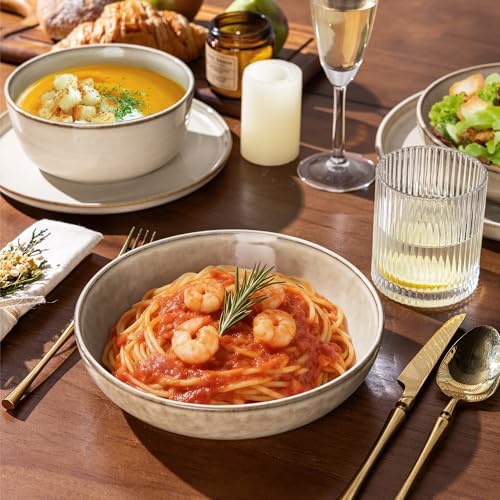 GBHOME Dinnerware Sets for 6, 24 Pieces Ceramic Plates and Bowls Set - Image 5