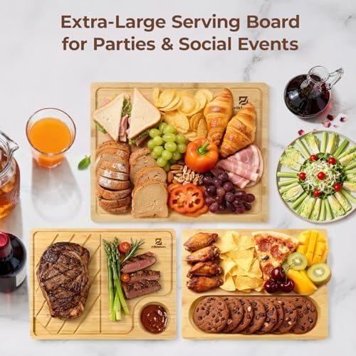 Piklohas Bamboo Cutting Boards Set of 4 for Kitchen with Wood Storage Stand - Image 2