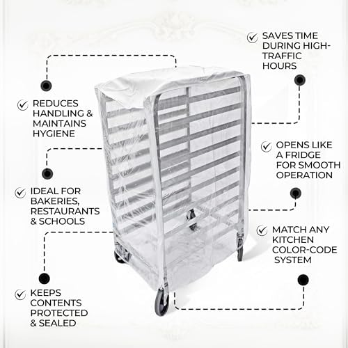 Bakery Food Pan Sheet Rack Cover | Size: 23"W x 28"L x 33"H | Material: Heavy-duty Nylon | Zippers:2 | Color:White | Pack of 1 - Image 6