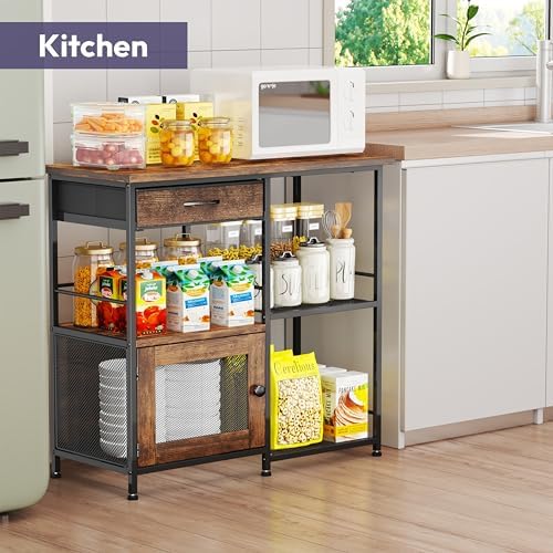 SWTYMIKI 33.31''x14.25'' Coffee Bar Cabinet - Large Farmhouse Coffee Stand Station Multi-Purpose Buffet Sideboard Cabinet with Drawers - Kitchen Bar Table for Living Room, Small Space, Espresso - Image 5