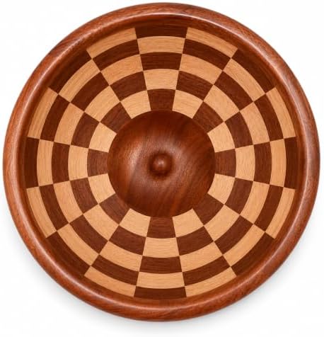 EInilata Checkerboard Wood Mixing Bowl, Compatible with 4.5 & 5 QT KitchenAid Tilt-Head Stand Mixer. Wooden Bowl for Mixer with Stainless Steel Locking Base, Natural Wood. Kitchen Gift Idea. - Image 2