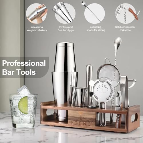 Premium 15-Piece Mixology Bartender Kit – Stainless Steel Cocktail Shaker Set with Wooden Stand | Professional Boston Shaker Bar Tool Set for Home & Expert Mixologists | Luxury Cocktail Making Gift - Image 4