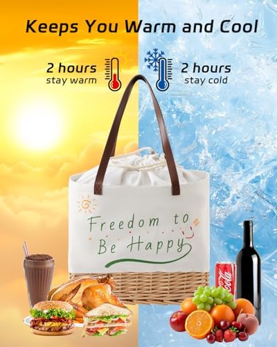 Picnic Basket for 2, Extra Large Wicker Set, 6.2 Gal, Natural - Image 3