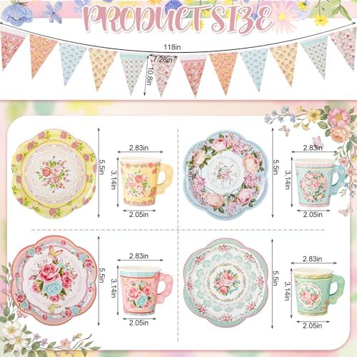 Nuogo 244 Pcs Disposable Tea Party Supplies, Serve 40 - Image 3