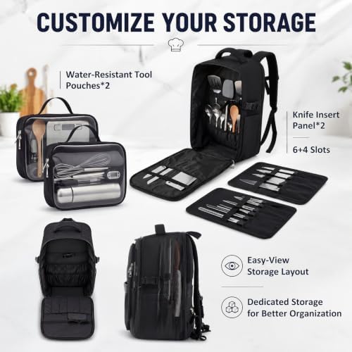Chef Knife Backpack with Waterproof Pockets, 30+ Storage Pockets Chef Bag - Image 3