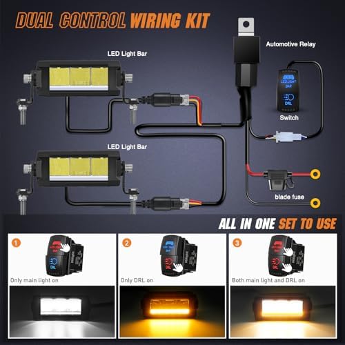 Nilight LED Light Bar with Amber DRL 2 PCS 15 W 5.3 Inch Single Row Light - Image 7