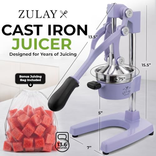 Zulay Kitchen Cast Iron Juicer, Orange Manual Juicer, Citrus Press, Violet - Image 2
