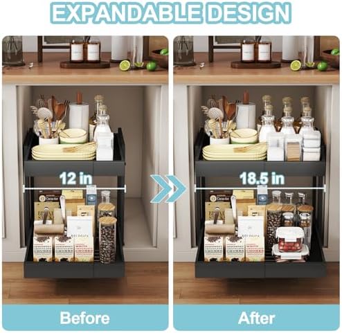 Golener 2-Tier Expandable Pull Out Cabinet Organizer, Cabinet Drawers, 16"D - Image 2