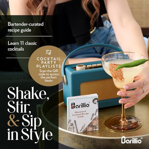 Barillio Silver Bartender Kit - Stainless-Steel Cocktail Shaker Set w/Black Bamboo Stand - Mixology Bar Tools w/Drink Shaker, Mixer & Muddler for Cocktails - Home Bar Accessories - 23-Pc Bar Set - Image 6