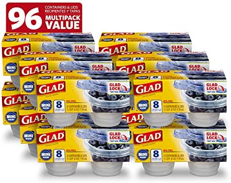 Glad GladWare Mini Round Food Storage Containers, 4 Oz, 8 Count, 12-Pack by GladTrashFoodStorage