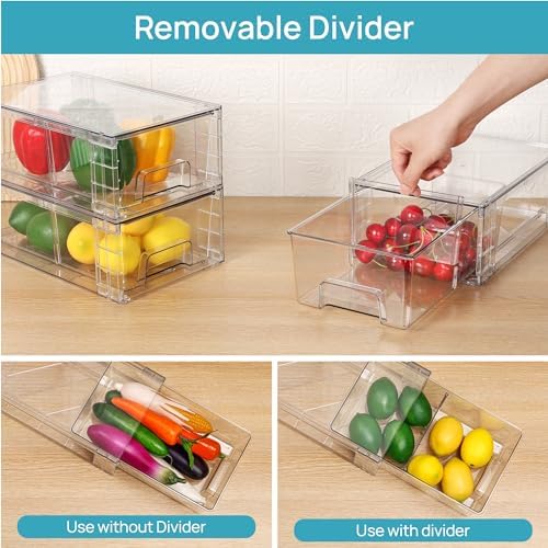Vtopmart 4 Pack Stackable Clear Drawer with Dividers - Image 4