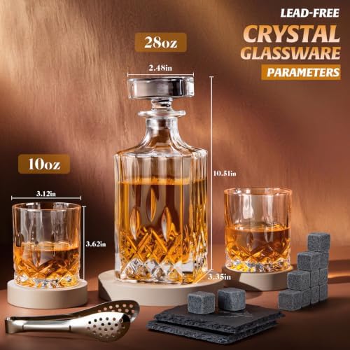 LIGHTEN LIFE Whiskey Decanter Set with Bar Accessories,Crystal Whiskey Decanter and Glass Set in Gift Box,Non-Lead Bourbon Decanter Set for Rum Scotch,Wedding Anniversary Birthday Gift for Men Him Dad - Image 5