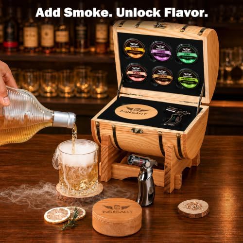INSISART Whiskey Smoker Kit, Old fashioned Smoker Kit with Barrel, Natural - Image 4