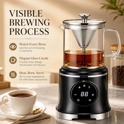 Electric Percolator Coffee Pot, Glass & 304 Stainless Steel, 600ml - Image 2