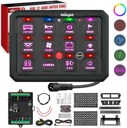 Nilight 12 Gang Switch Panel APP RGB 12V 24V Circuit Control System 4-Mode by Nilight