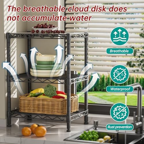Golpart 3Tier Adjustable Storage Shelves Metal Wire Shelving Standing Shelf - Image 7