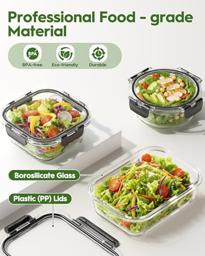 Canfanni 40 Piece Glass Food Storage Containers with Airtight Lids - Image 4