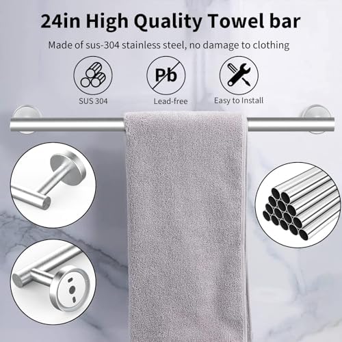 Newfun 10-Pieces Brushed Nickel Bathroom Hardware Set 24 Inch - Image 3