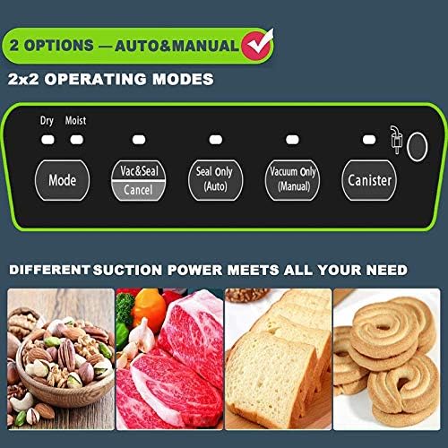 Potane Precision Vacuum Machine,Pro Food Sealer with Built-in Cutter and Bag Storage(Up to 20 Feet Length), Both Auto Manual Options,2 Modes,Includes 2 Bag Rolls 11”x16’ and 8”x16’,Compact Design - Image 4