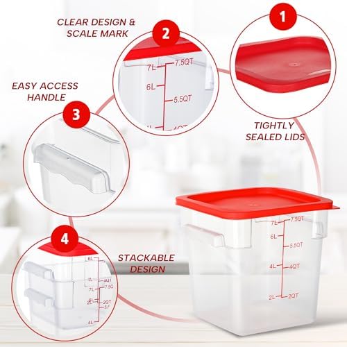 4 Pack 8QT Square Food Storage Containers with Lids - Image 4